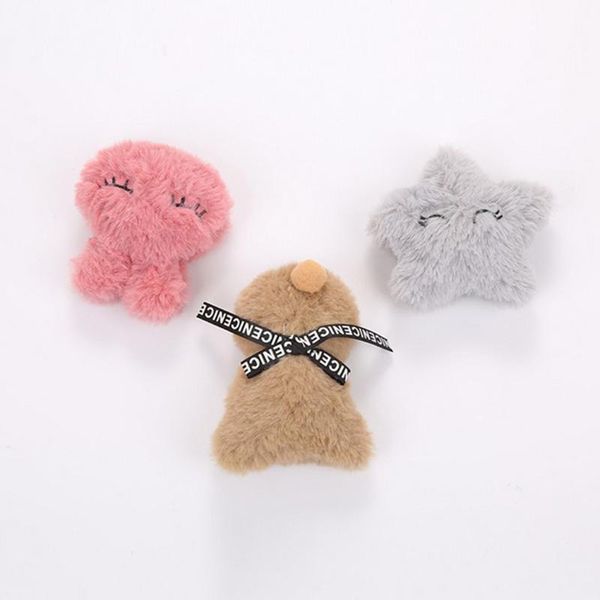 

cat toys 1pc squeaky plush dog toy artificial fur star chew teething pet playing training supplies