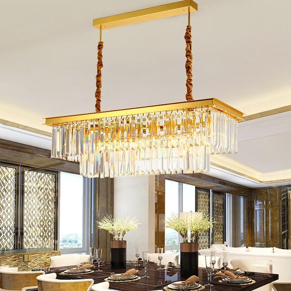 Moderne LED-Pendelleuchten aus Gold oder schwarzem Kristall für Wohnzimmer, Esszimmer, Küche, Bar usw. Home-Deco-Lampen