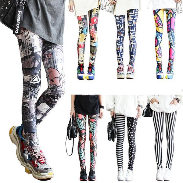 

women's leggings lolita style 2021 autumn korean harajuku personality hip hop street flower print pants ankle-leng slim yoga, Black
