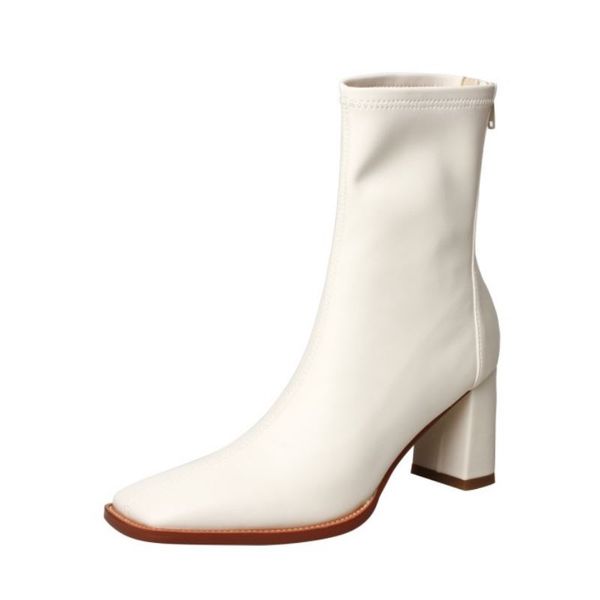 

Size 33-40 Women Mid Calf Boots Square Toe High Heel Boots Women Fashion Sexy Winter Shoes Women Daily Footwear, Black