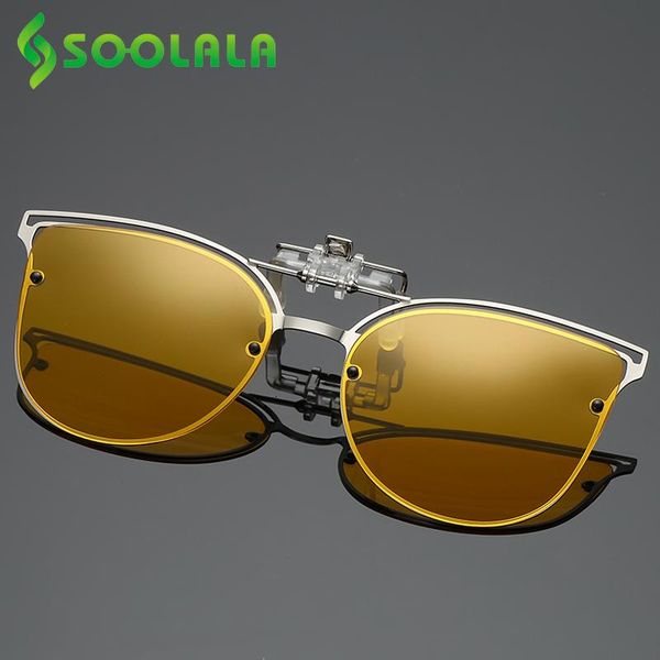 

sunglasses soolala polarized lens mirror flip up clip on men women half frame uv400 clips night vision driving cycling glasses, White;black