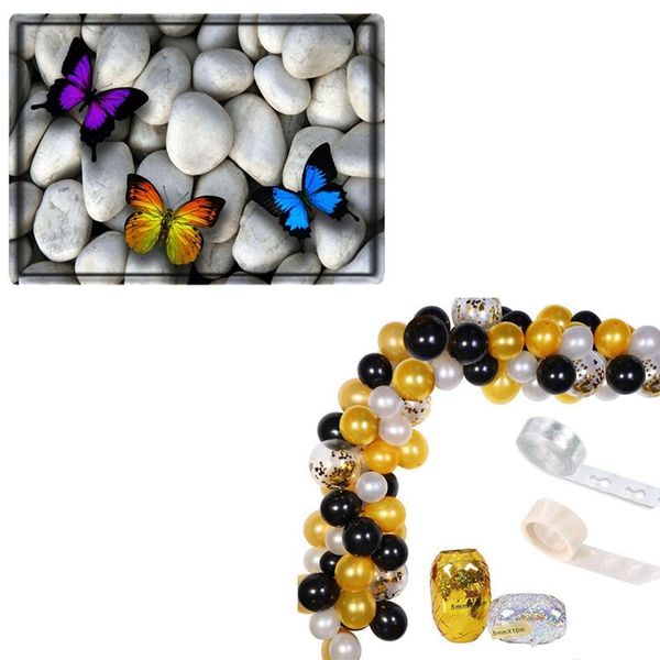 

carpets 3d colorful butterfly kitchen non-slip absorent water floor mats with 114 pcs balloon garland kit