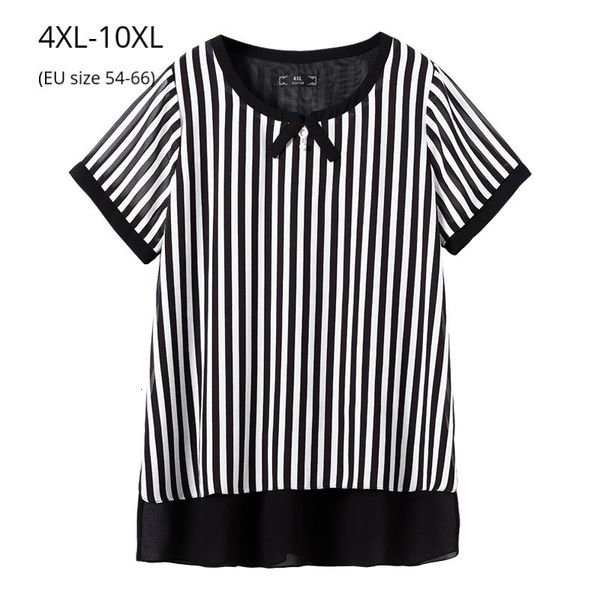

polo plus size 10xl 9xl 8xl 4xl women summer t shirt femme elegant black white striped casual clothing fashion shirts for mujers