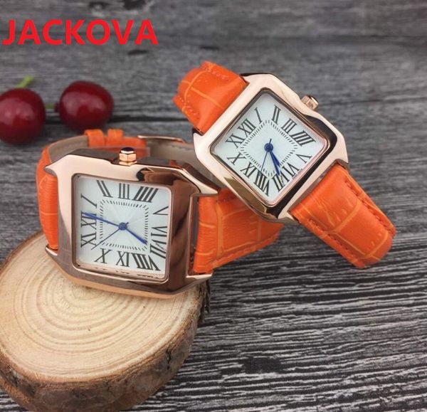 Homens legais moda feminina lúcleo assistir quadrado Roman Roman Special Design RELOJES DE MARCA MUJER LADY DRESS VESTIMENTO DE CAISTURO DE CELARO QUARTZ Relógio 233g