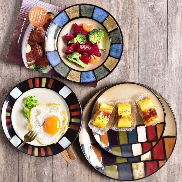 

dishes & plates creative ceramic plate hand painted salad bowl set household dinner western steak rice soup