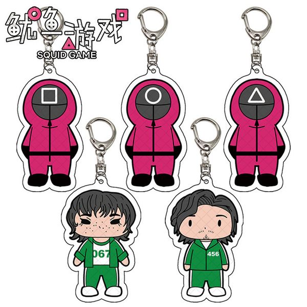 

squid game key chain transparent acrylic pendant, Slivery;golden