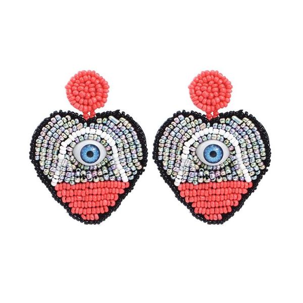 

dangle & chandelier manilai bohemian beads heart eyes drop earring women wedding trendy party gift brand design statement earrings jewelry, Silver