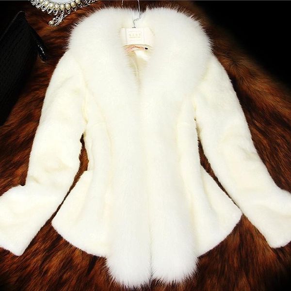 

women's fur & faux 2021 winter women coats white thick warm jacket short outerwear luxury furry shaggy, Black