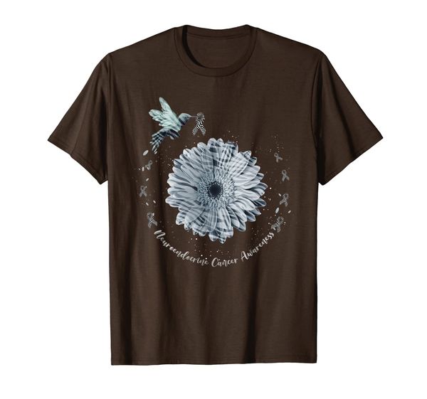 

hummingbird zebra sunflower neuroendocrine cancer awareness t-shirt, White;black