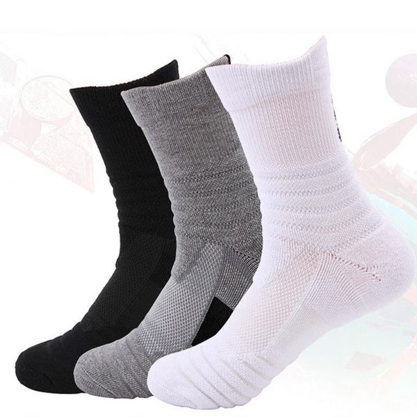 

sports socks men's outdoor basketball elite cycling stockings cotton sock, Black