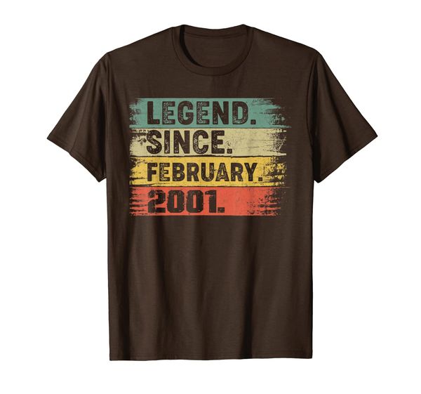 

vintage 19th birthday gift idea legend since february 2001 t-shirt, White;black