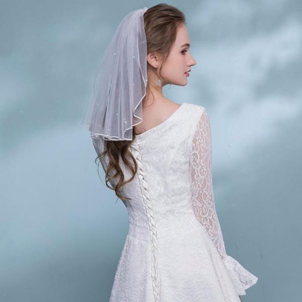 

bridal veils fashion wedding veil simple tulle white ivory single layers short girls bride accessories, Black