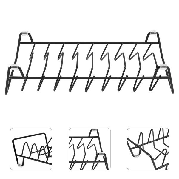 

kitchen storage & organization 1pc rack draining bowl basket plate holder (black)