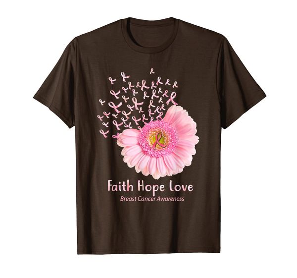 

faith hope love breast cancer awareness flower pink t-shirt, White;black