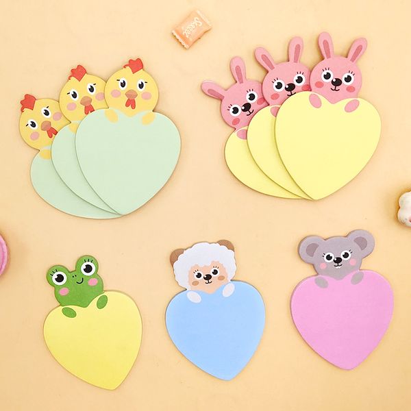 

cartoon animal sticky note heart-shaped student memo office message-leaving sticky notes