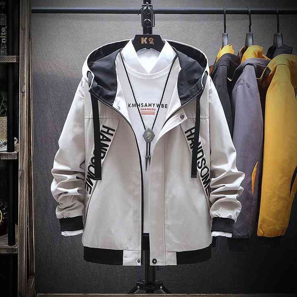 

men's 2020 spring new men's casual korean loose hooded youth long sleeve jacket men, Black
