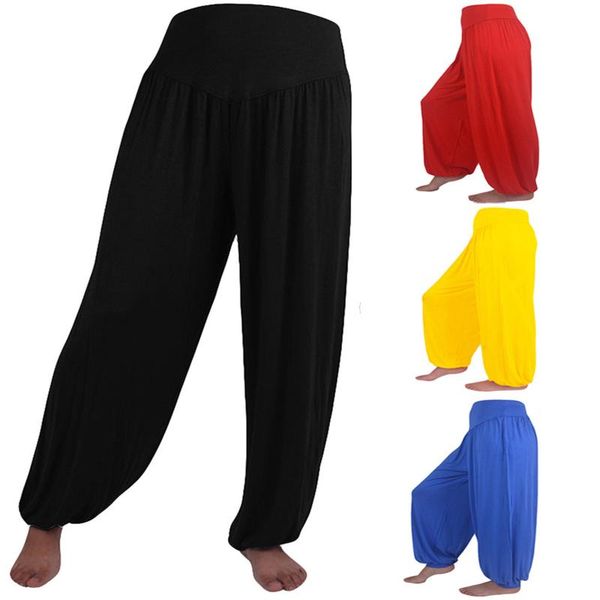 

running pants women casual loose high waist sports dance harem trousers baggy modal dancing trouses jumpsuit, Black;blue
