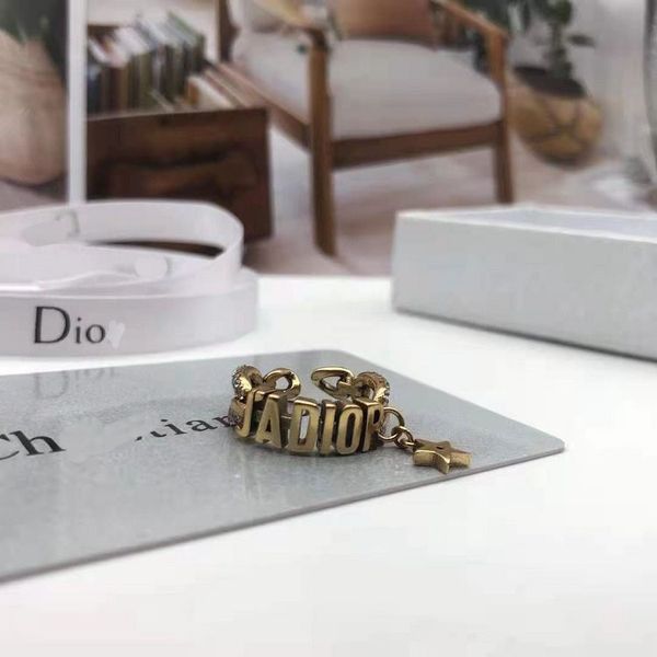 

2021 brass letter star diamond ring fashion temperament simple ring female 63jh, Golden;silver