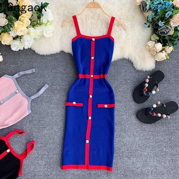 

striped women party dress sleeveless vintage bodycon bandage ladies es empire knitted stretch 210531, Black;gray