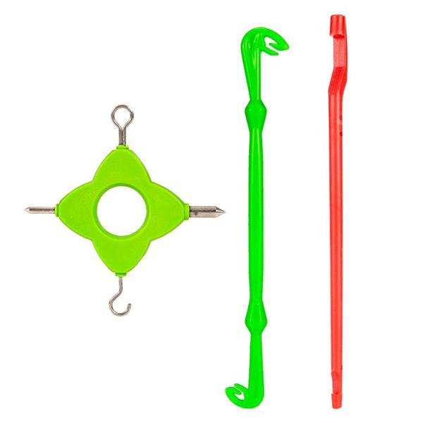 

fishing knot hook tier tool set, line tying with sub-line + 2 pcs single&double fast tyer hooks