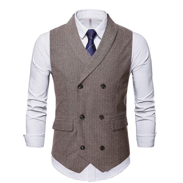

fashion vest autumn european men's casual gentleman green fruit collar stripe double breasted suit, Black;white