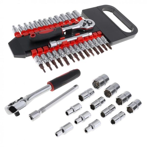 

hand tools 27pcs/set 1/4 inch ratchet socket wrench 14 batches of head 12 short sets spanner set hardware for car repair tool