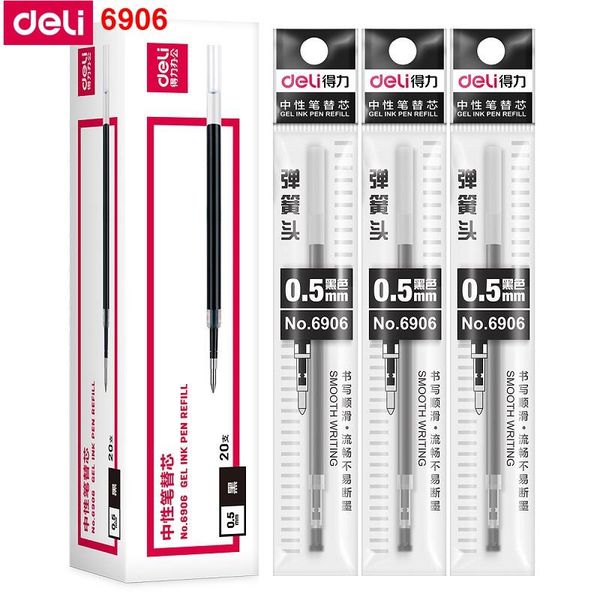 

refills 20pcs/box deli 6906 0.5mm spring head gel pen refill black blue red color x 110mm wholesale, Black;red