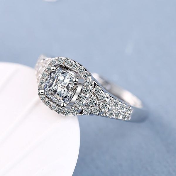 

wedding rings fashion cz engagement claw creative design women's ring white zircon cubic elegant jewelry, Slivery;golden