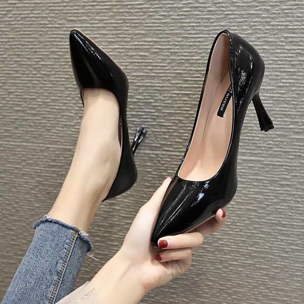 

dress shoes women pumps flock multicolor wedding heels pointed ladies shoe square heel w32-58, Black