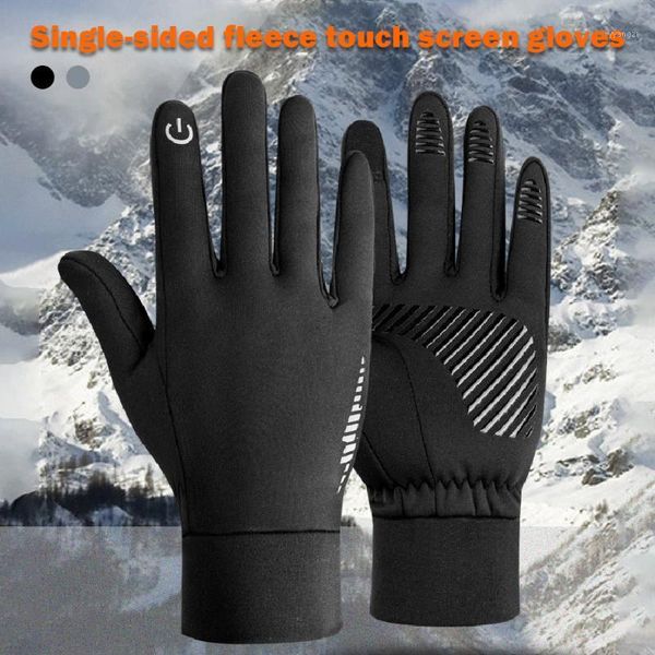 

cycling gloves warm riding plus velvet keep non-slip silicone touch screen windproof waterproof outdoor ski1, Black