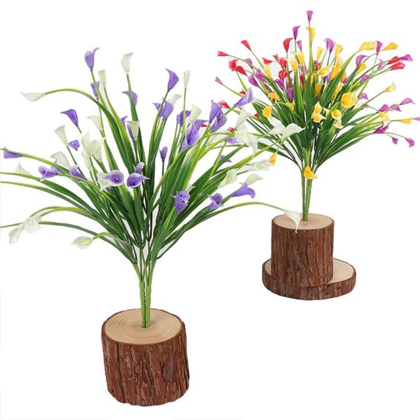 Dekorative Blumen Kränze Blumenstrauß Mini Künstliche Calla mit Blatt Seide Gefälschte Lilie Wasserpflanzen Home Room Dekoration Blume