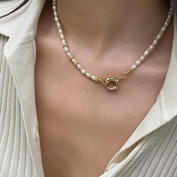 

chokers timeless wonder gorgeous natural pearl choker necklace women korean designer jewelry party trendy hiphop gift emo rare 2533, Golden;silver