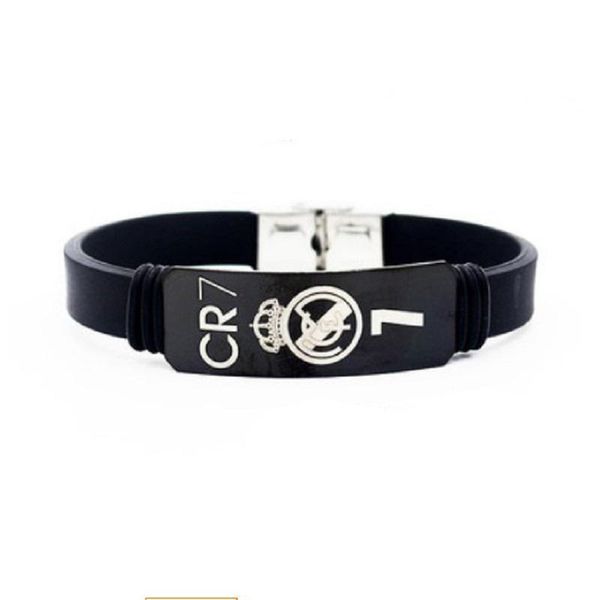 

bangle football star player messi bracelet stainless steel adjustable waistband, Black