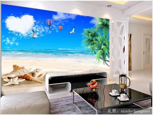 

wallpapers 3d wallpaper custom po mural blue sky and white clouds coconut tree living room decoration for walls in rolls