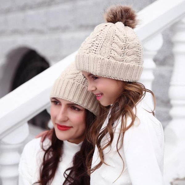 

caps & hats 2pcs parent-child ski cap practical winter soft beanie daily costume family crochet, Yellow