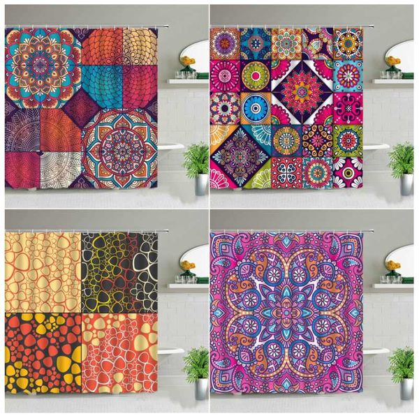 

shower curtains bohemia curtain set india mandala flower geometric printed bath waterproof fabric wall screen bathroom decor