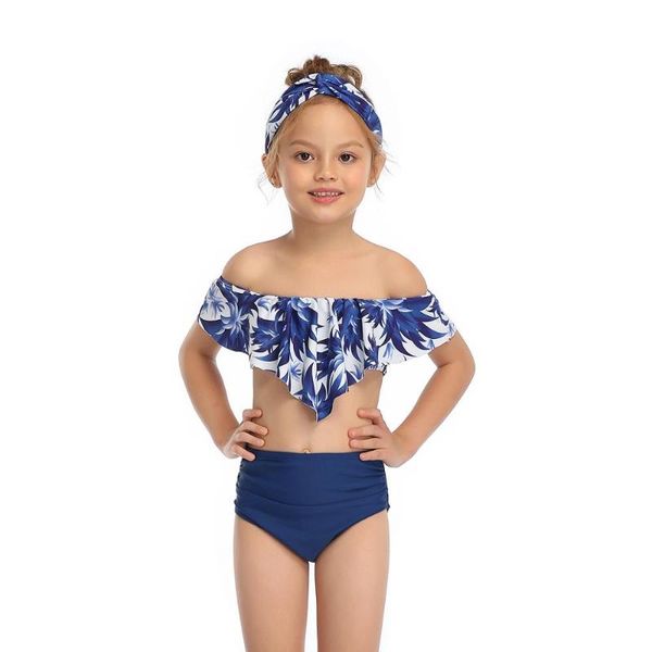 

2t-14t teenage girl bikini swimsuit for girls off shoulder ruffled toddler kids baby bathing suit children swimwear two-piece suits