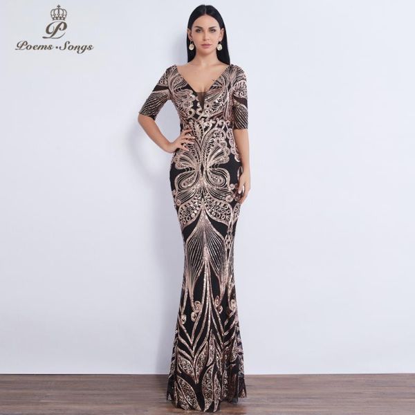 

party dresses poems songs half slee sequin evening dress vestido de festa longo formal mermaid noche robe soiree, White;black