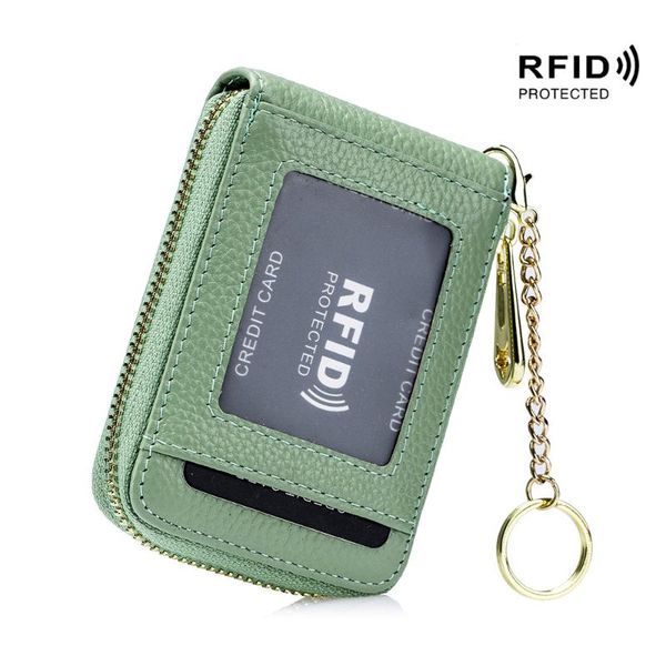 

card holders casual leather holder natural cowskin purse mulit cards driving licence zipper wallet with keyring small pocket, Brown;gray