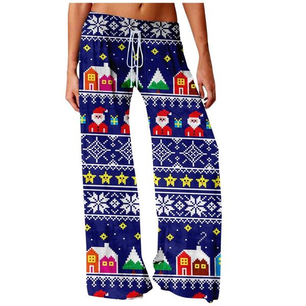 

women's pants & capris fashion casual christmas printed loose comfortable wide leg elastic high waist joggers trousers, Black;white