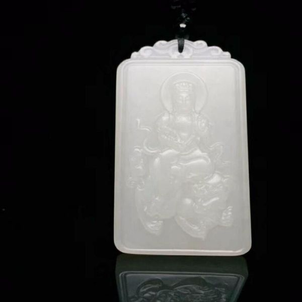 

lockets h69#exquisite hetian jade guanyin pendant, Silver