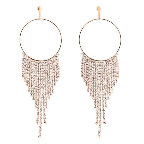 

dangle & chandelier metal ring rhinestone tassel earrings shiny, Silver