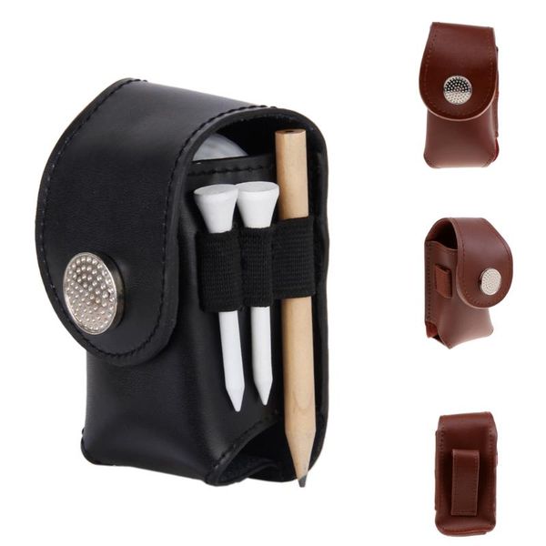 

golf training aids mini portable leather clip on ball holder pouch tees storage bag