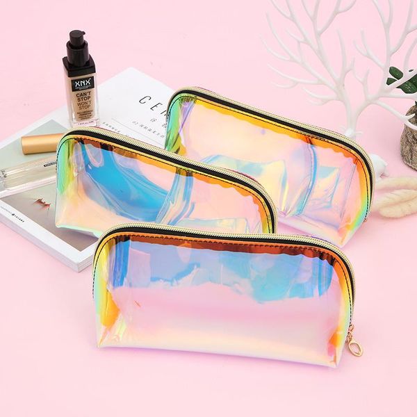 

women's bag tpu colorful cosmetic holding laser symphony storage travel transparent toiletry bags & cases