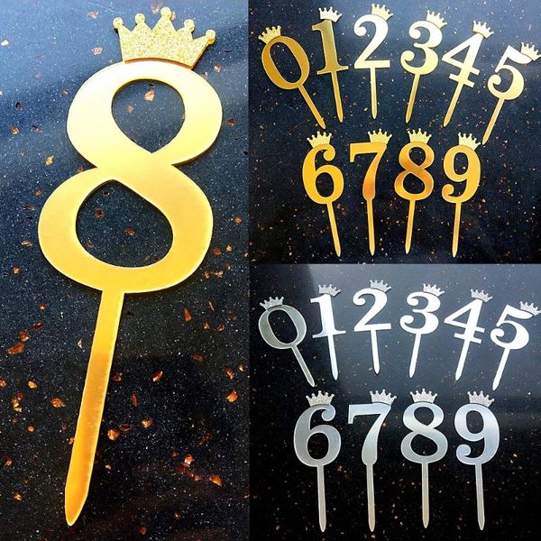 

other festive & party supplies crown number cake er gold silver happy birthday digital cakes insert wedding anniversary dessert decorati