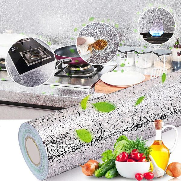 

oil proof metal wallpaper kitchen backsplash accessories fridge dishwasher self adhesive wall sticker home decor wallpapers