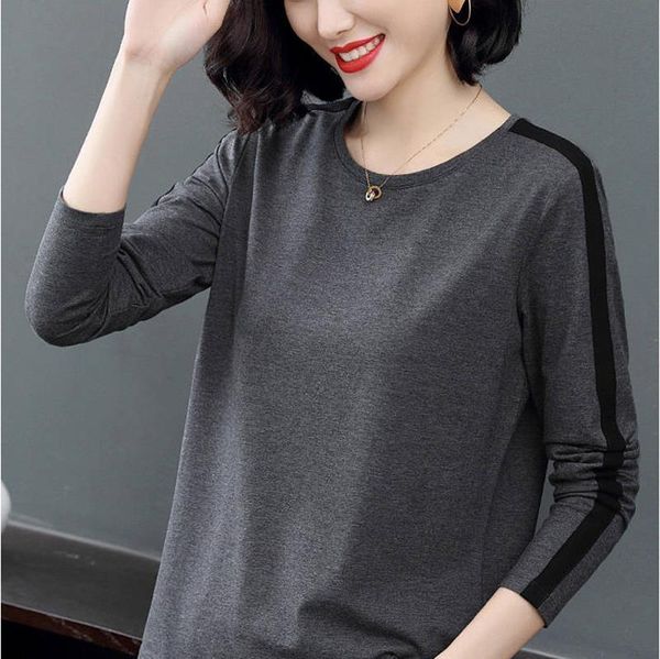 

girl casual patchwork color block womens t shirt o neck long sleeve blusas fashion clothes dd8238, White