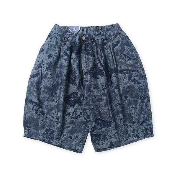 

men hip hop tie dye denim shorts summer streetwear jeans male men's, Blue