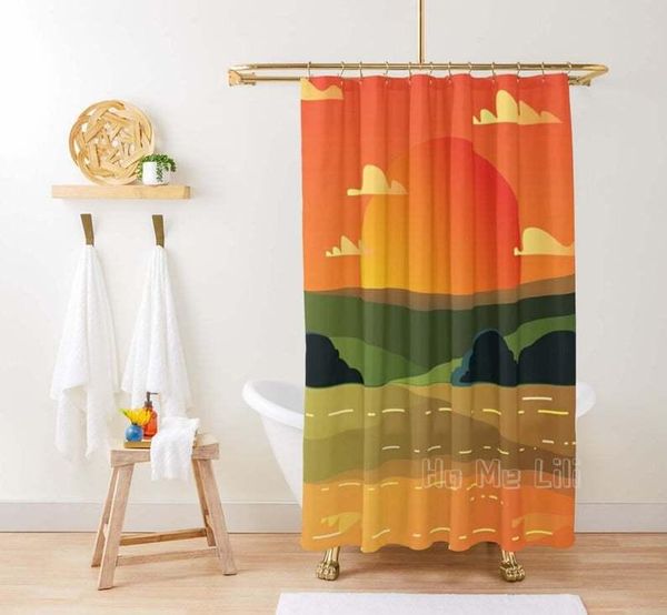 

shower curtains sunset in the valley curtain scenic landscape nature pattern home bathroom decor