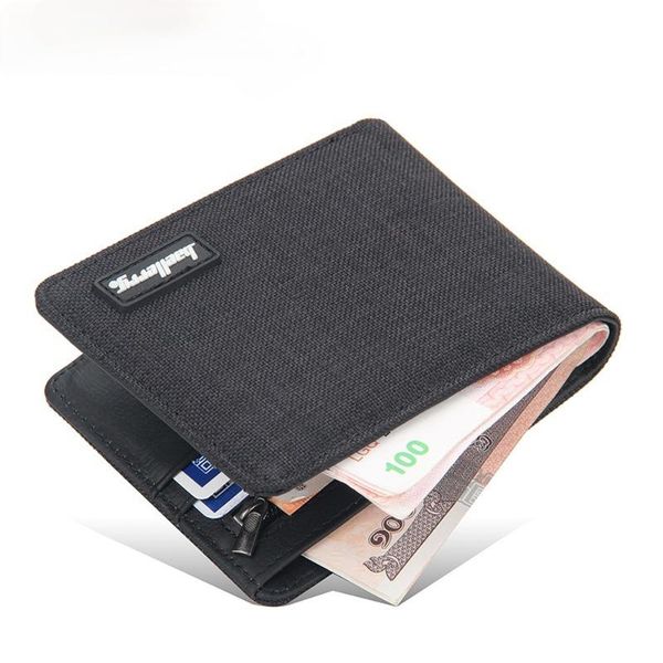 

men's short leather wallet korean version canvas multi-card open zipper wallets, Red;black